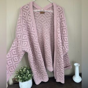 POL Women's Mauve Open-Knit Cardigan